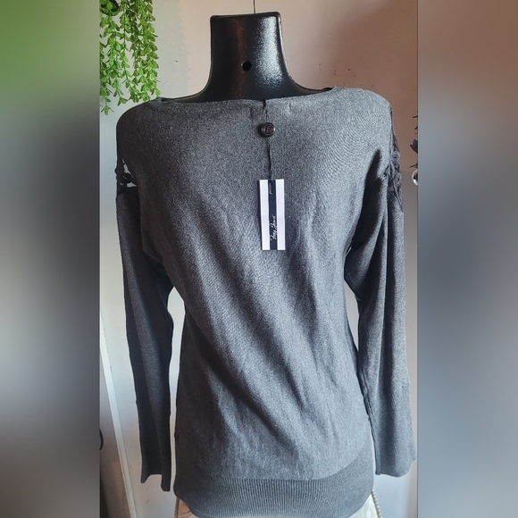 Foxy Jeans Grey Long Sleeve with Cutout Detailed Shoulders XL - Picture 6 of 7